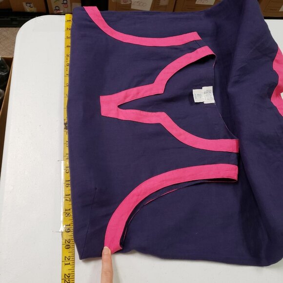 Sigrid Olsen Womens Linen Colorblock Preppy Dress Size L Blue Coastal Beach - Picture 5 of 8